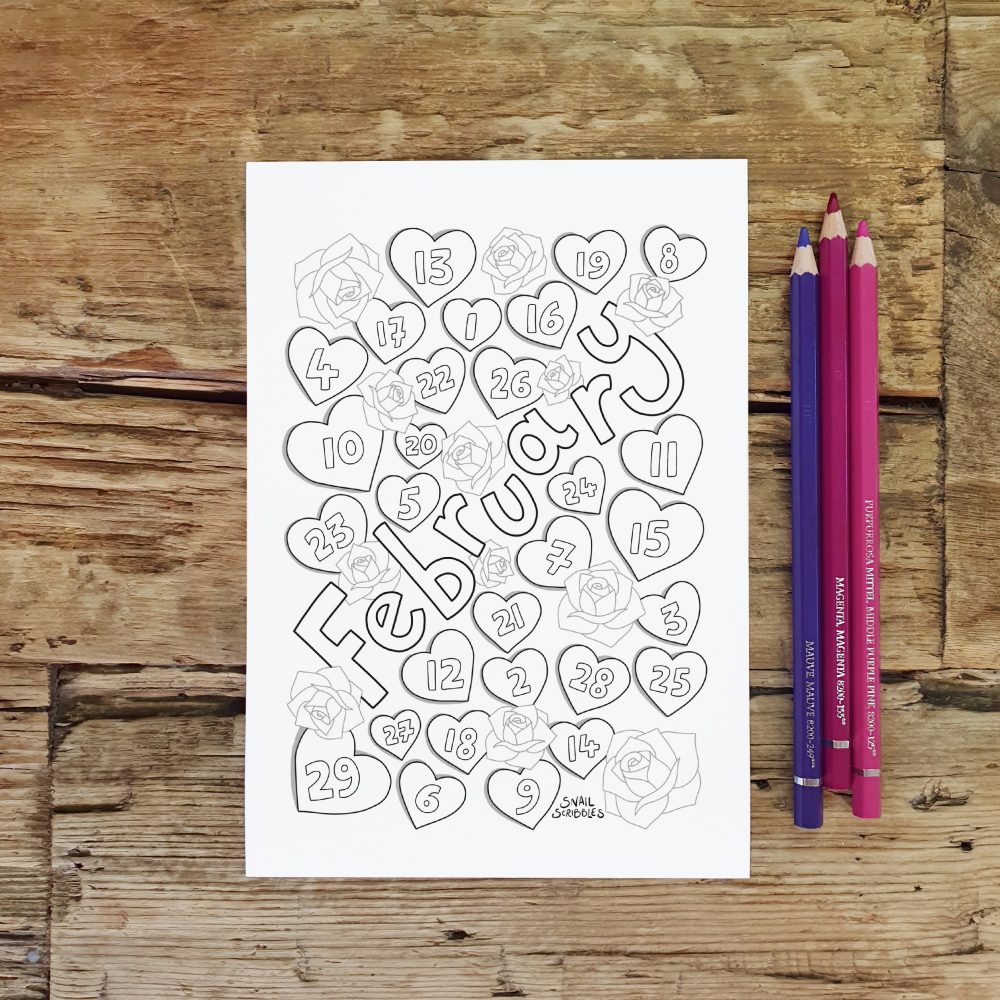 February Hearts Tracker Printable