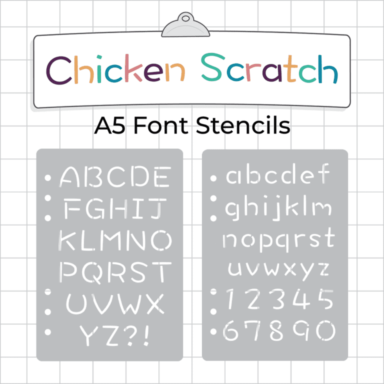 F66 F67 - Chicken Scratch Font Stencil - ICON