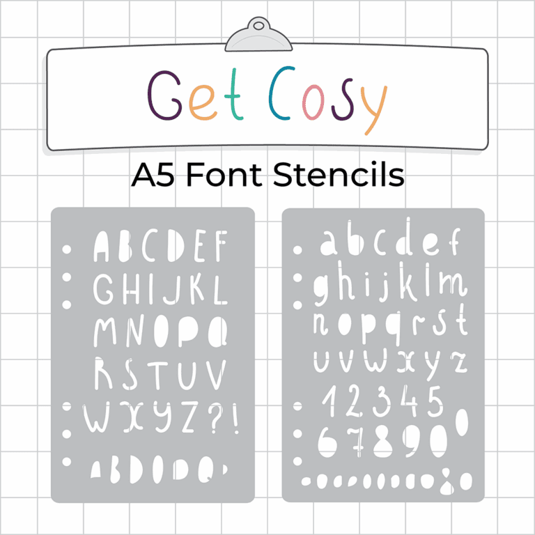 F76 F77 - Get Cosy Font Stencil - ICON