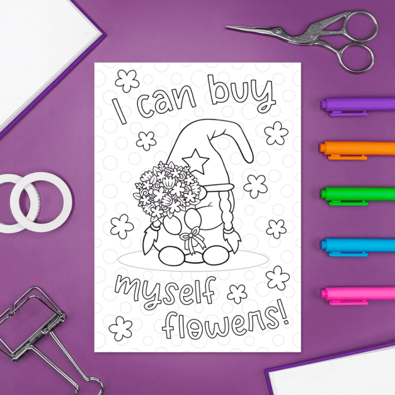 Gonk Self Care Colouring Page - MOCKUP