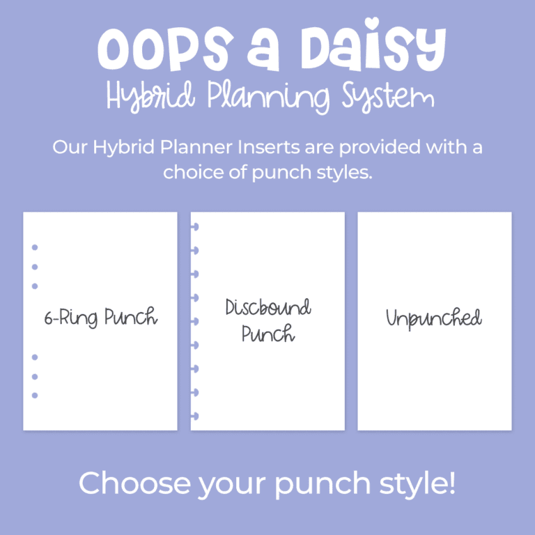 HI - Hybrid Planner Inserts - 2 Punch Style