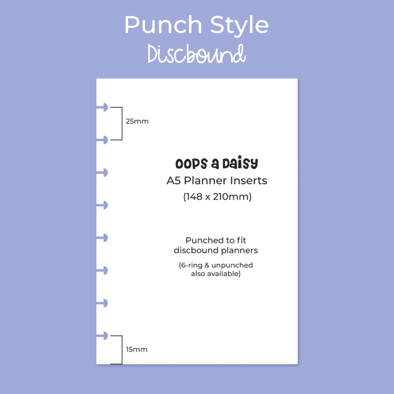 HI - Hybrid Planner Inserts - 4 Punch Style Discbound