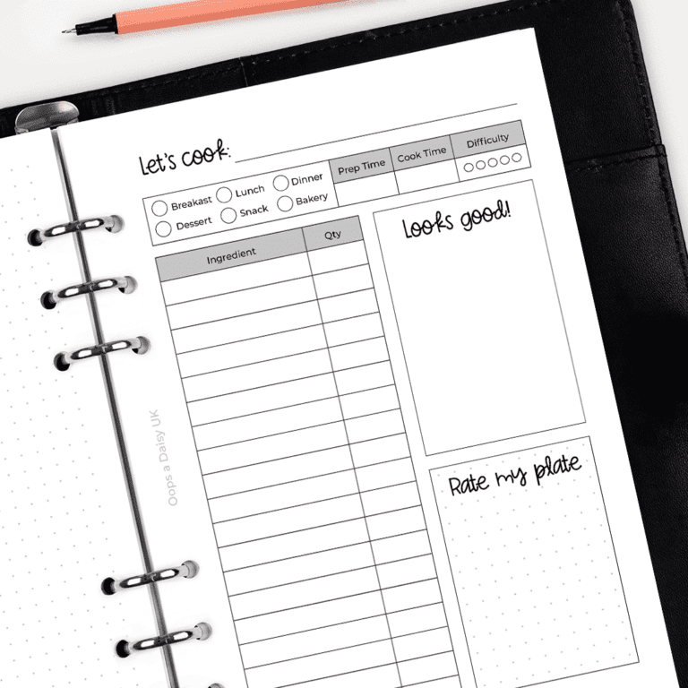 HI011 - Recipe Insert - Hybrid Planner SINGLE - ICON