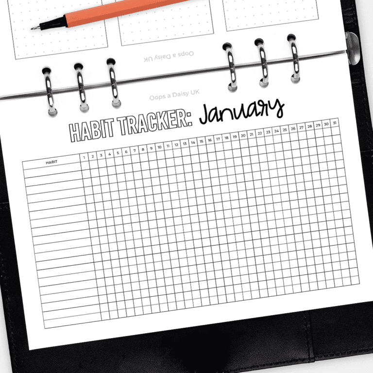HI023 Monthly Habit Tracker - Hybrid Planner Inserts SINGLE - ICON