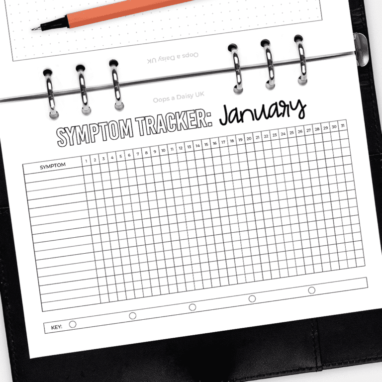 HI026 Monthly Symptom Tracker - Hybrid Planner Inserts SINGLE - ICON