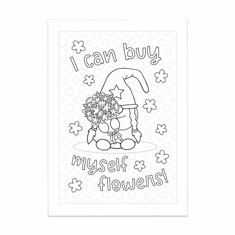 SESS030 - Flowers Gonk Colouring Page - ICON
