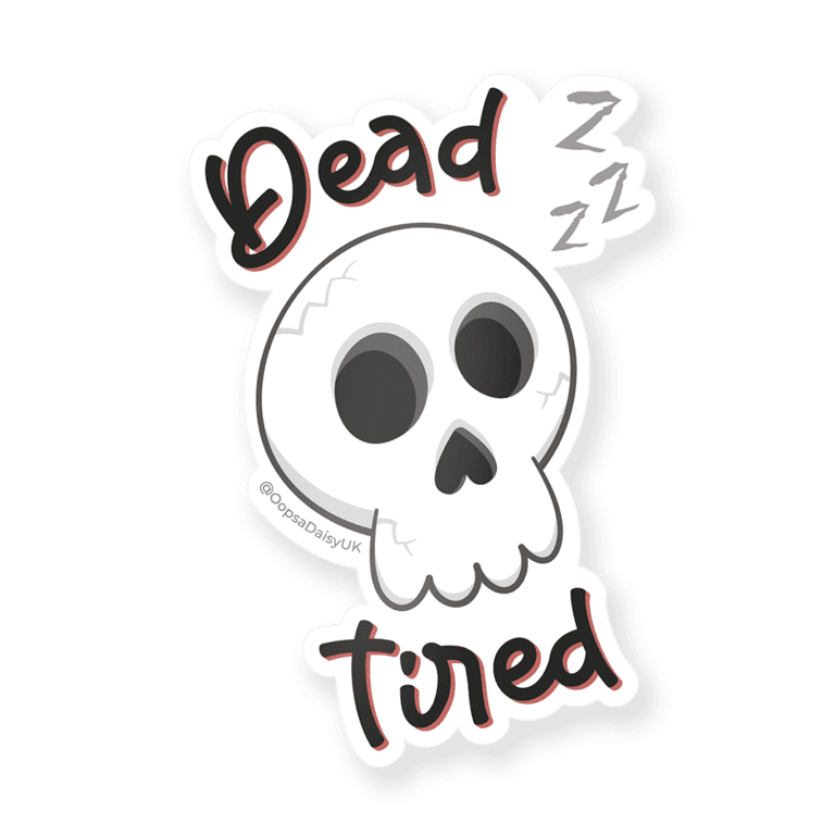VIN027 Dead Tired Skull - Vinyl Sticker - ICON