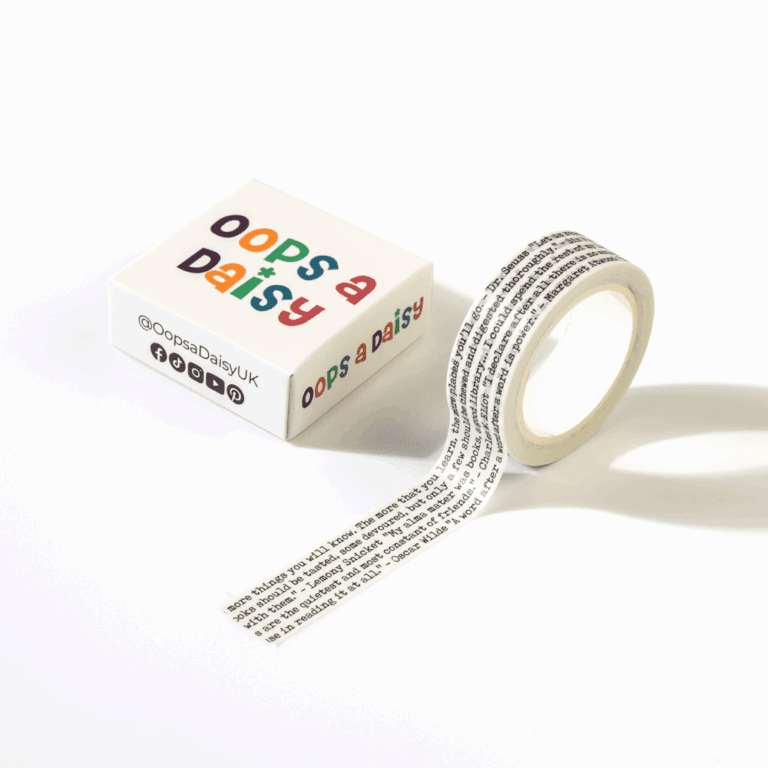 W204 Book Text Black on White - Washi Tape 1