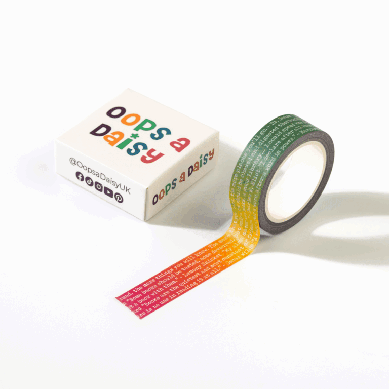W205 - Book Text Rainbow on White - Washi Tape 1