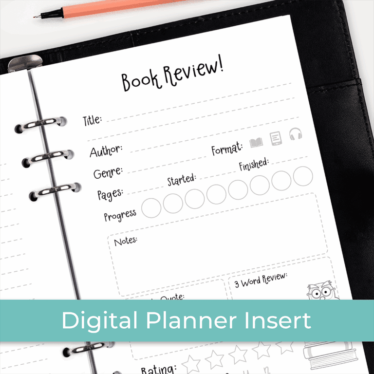 XDIG-HI015 - Book Review Planner Inserts - Hybrid Planner SINGLE - ICON
