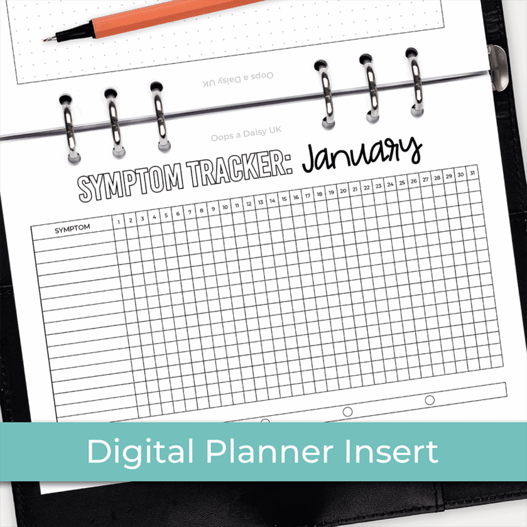 XDIG-HI026 Monthly Symptom Tracker - Hybrid Planner Inserts SINGLE - ICON
